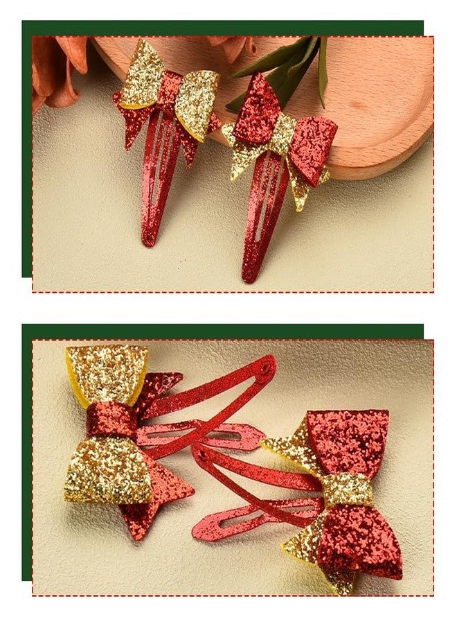 Borhmty Christmas Hair Clips Glitter Sequins Red Bow Hair Clips Glitter Barrette - Image 4